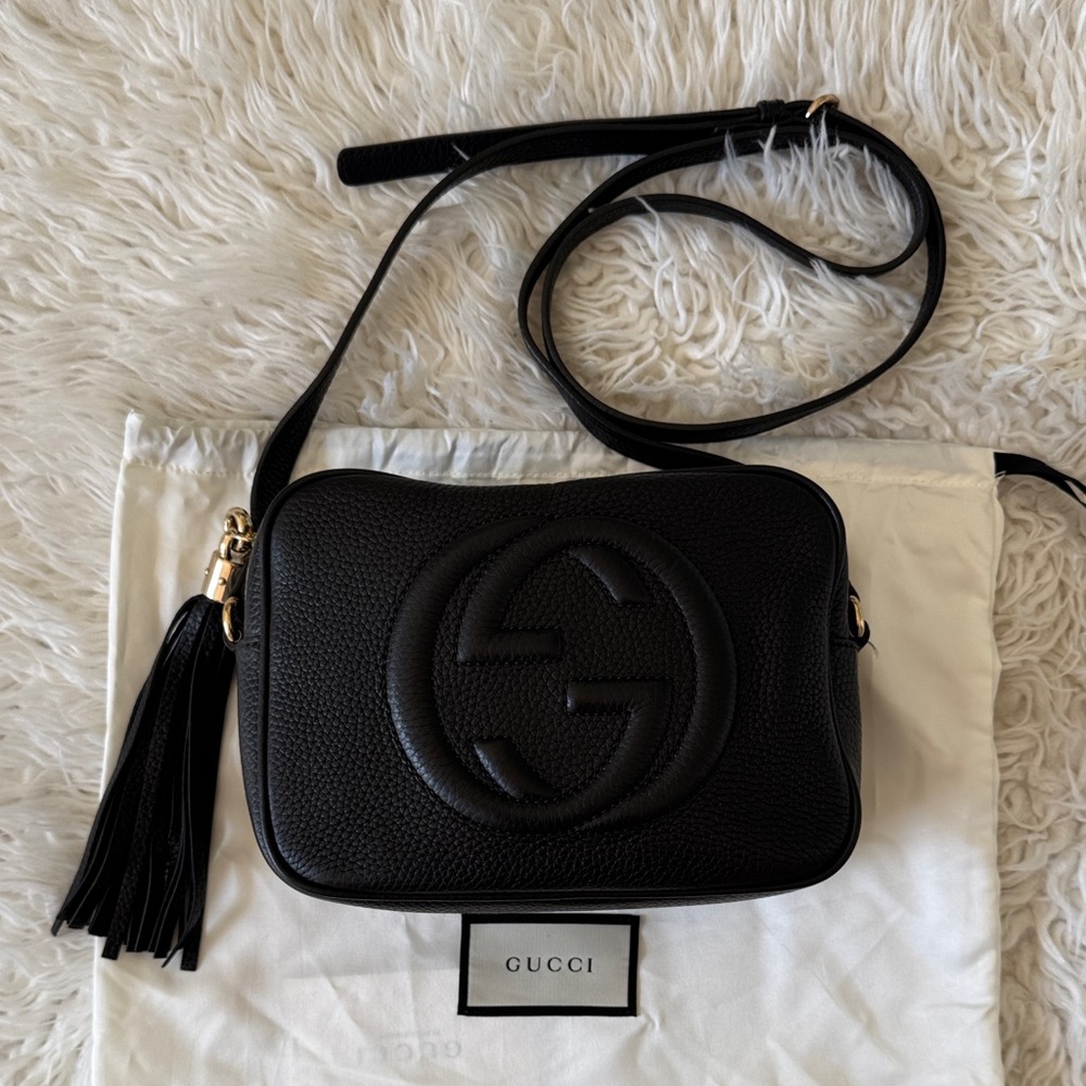 Gucci Soho Disco Black Pebbled Leather Crossbody Bag w Dust Bag - Picture 3 of 10